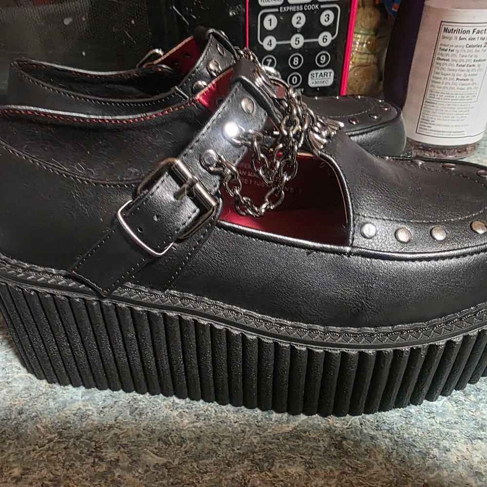 Black Studded Chain Loafers - Picture 2 of 6